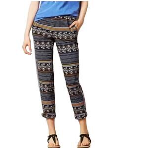 Elevenses Anthropologie Aralia Printed Knotted Cuff Cropped Pants Women's S